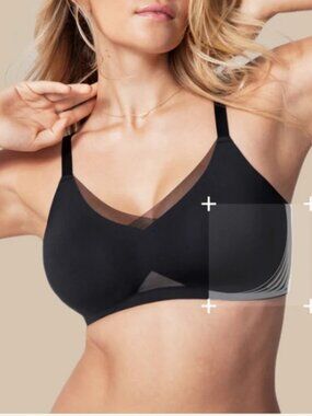 Honeylove Black Crossover Wireless Mesh Panel Bra - Size XL